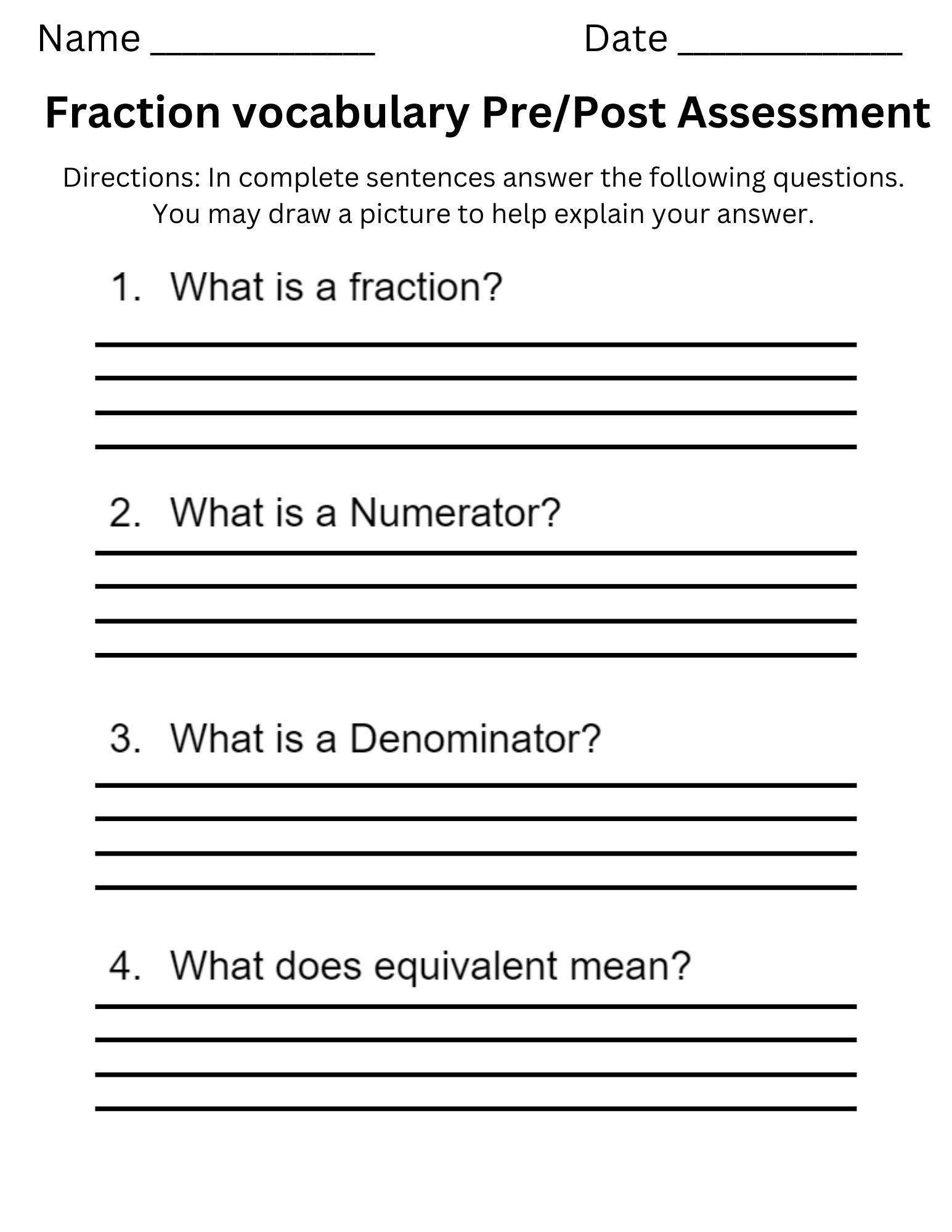 Pre and Post Assessment